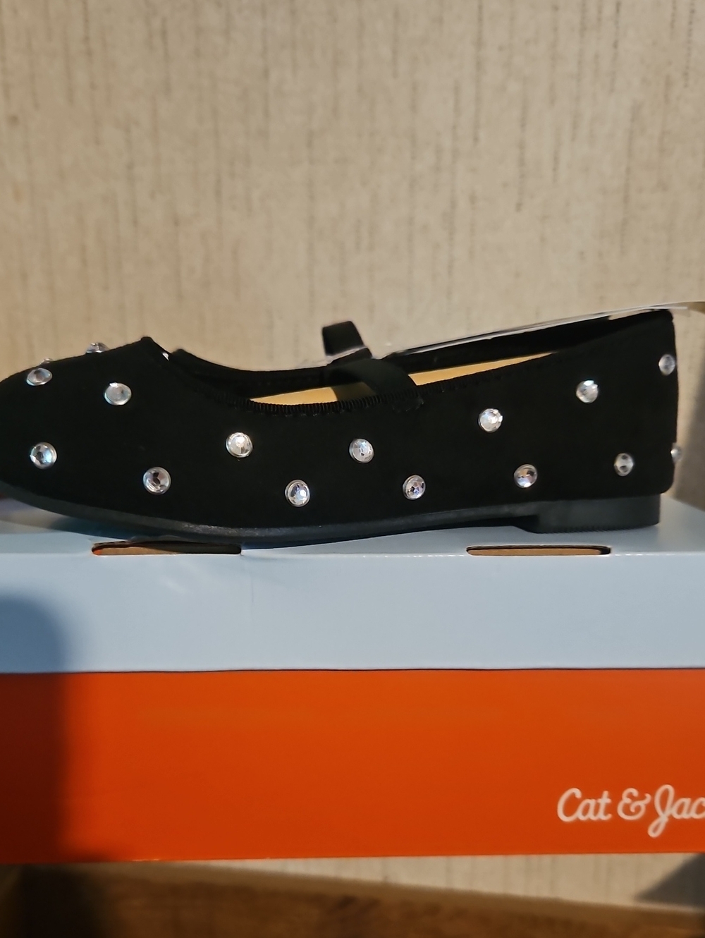 Cat & Jack Little Girls Trina Flats: Black: New In Box: Size 10